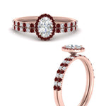 Load image into Gallery viewer, oval-shaped-ruby-halo-wedding-ring-set-in-rose-gold-FD8523OVGRUDR-NL-RG
