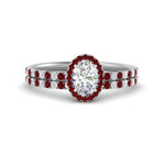 Load image into Gallery viewer, oval-shaped-ruby-halo-wedding-ring-set-in-white-gold-FD8523OVGRUDR-NL-WG
