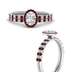 Load image into Gallery viewer, oval-shaped-ruby-halo-wedding-ring-set-in-white-gold-FD8523OVGRUDR-NL-WG
