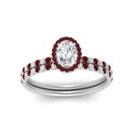 Load image into Gallery viewer, oval-shaped-ruby-halo-wedding-ring-set-in-white-gold-FD8523OVGRUDR-NL-WG
