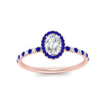 Load image into Gallery viewer, oval-shaped-sapphire-halo-petite-engagement-ring-in-rose-gold-FD8523OVRGSABLANGLE3-NL-RG