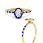 Load image into Gallery viewer, oval-shaped-sapphire-halo-petite-engagement-ring-in-yellow-gold-FD8523OVRGSABLANGLE3-NL-YG