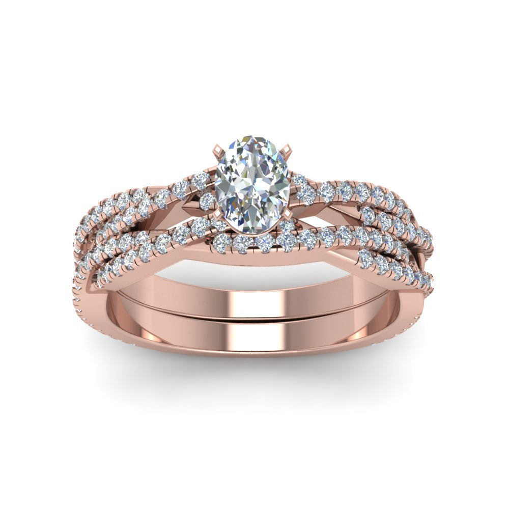 oval-shaped-simple-diamond-twisted-vine-bridal-ring-sets-in-14K-rose-gold-FD8233OV-NL-RG