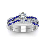 Load image into Gallery viewer, oval-shaped-simple-diamond-twisted-vine-bridal-ring-sets-with-blue-sapphire-in-14K-white-gold-FD8233OVGSABL-NL-WG
