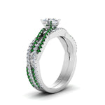 Load image into Gallery viewer, oval-shaped-simple-diamond-twisted-vine-bridal-ring-sets-with-emerald-in-14K-white-gold-FD8233OVGEMGR-NL-WG
