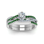 Load image into Gallery viewer, oval-shaped-simple-diamond-twisted-vine-bridal-ring-sets-with-emerald-in-950-Platinum-FD8233OVGEMGR-NL-WG
