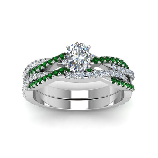 oval-shaped-simple-diamond-twisted-vine-bridal-ring-sets-with-emerald-in-950-Platinum-FD8233OVGEMGR-NL-WG