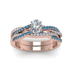 Load image into Gallery viewer, oval-shaped-simple-diamond-twisted-vine-bridal-ring-sets-with-ice-blue-topaz-in-14K-rose-gold-FD8233OVGICBLTO-NL-RG

