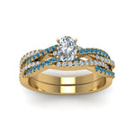 Load image into Gallery viewer, oval-shaped-simple-diamond-twisted-vine-bridal-ring-sets-with-ice-blue-topaz-in-14K-yellow-gold-FD8233OVGICBLTO-NL-YG
