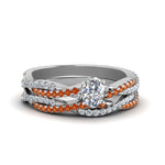 Load image into Gallery viewer, oval-shaped-simple-diamond-twisted-vine-bridal-ring-sets-with-orange-sapphire-in-14K-white-gold-FD8233OVGSAOR-NL-WG
