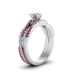 Load image into Gallery viewer, oval-shaped-simple-diamond-twisted-vine-bridal-ring-sets-with-pink-sapphire-in-950-Platinum-FD8233OVGSADRPI-NL-WG
