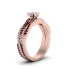 Load image into Gallery viewer, oval-shaped-simple-diamond-twisted-vine-bridal-ring-sets-with-ruby-in-14K-rose-gold-FD8233OVGRUDR-NL-RG