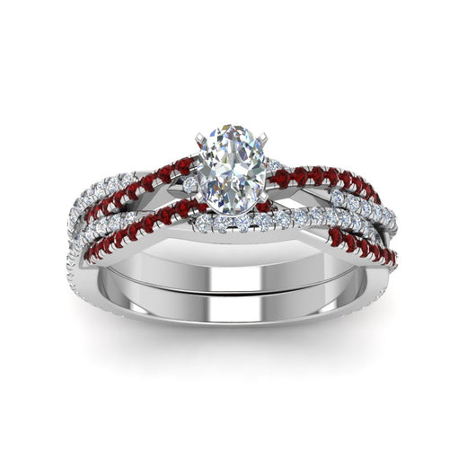 oval-shaped-simple-diamond-twisted-vine-bridal-ring-sets-with-ruby-in-14K-white-gold-FD8233OVGRUDR-NL-WG