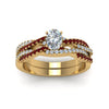 Load image into Gallery viewer, oval-shaped-simple-diamond-twisted-vine-bridal-ring-sets-with-ruby-in-14K-yellow-gold-FD8233OVGRUDR-NL-YG
