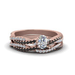Load image into Gallery viewer, oval-shaped-simple-twisted-vine-bridal-ring-sets-with-black-diamond-in-14K-rose-gold-FD8233OVGBLACK-NL-RG
