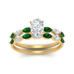 Load image into Gallery viewer, oval-shaped-single-prong-marquise-emerald-engagement-ring-and-band-in-FD9939OVGEMGR-NL-YG
