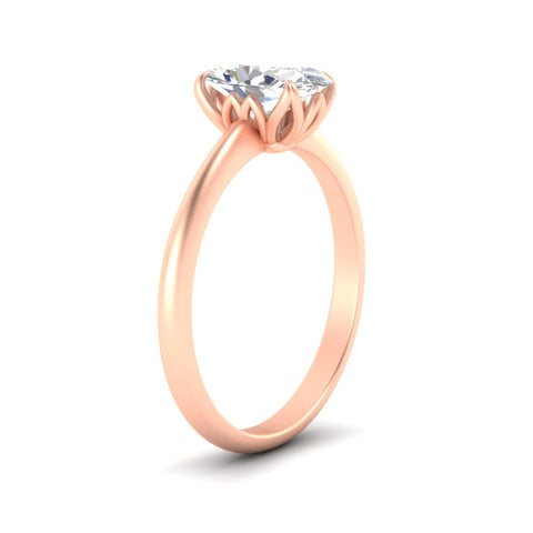 Floral Head Oval Solitaire Ring