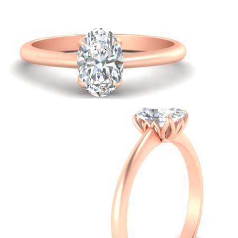 Floral Head Oval Solitaire Ring