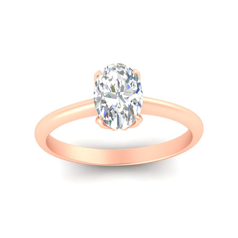 Floral Head Oval Solitaire Ring