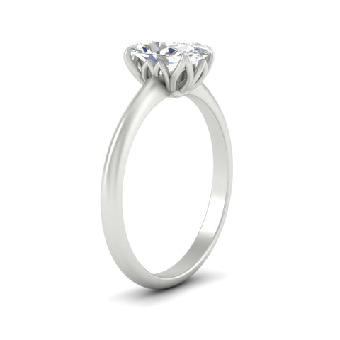 Floral Head Oval Solitaire Ring