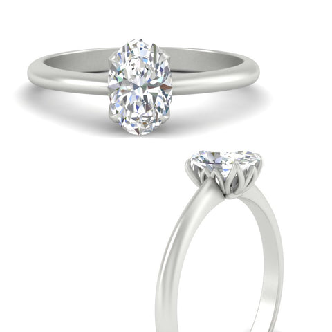 Floral Head Oval Solitaire Ring