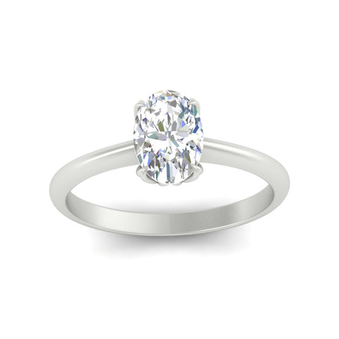 Floral Head Oval Solitaire Ring