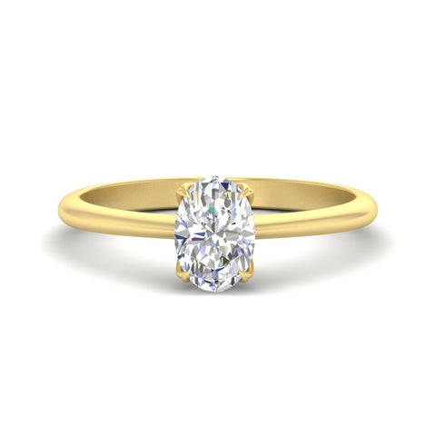 Floral Head Oval Solitaire Ring