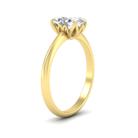 Floral Head Oval Solitaire Ring