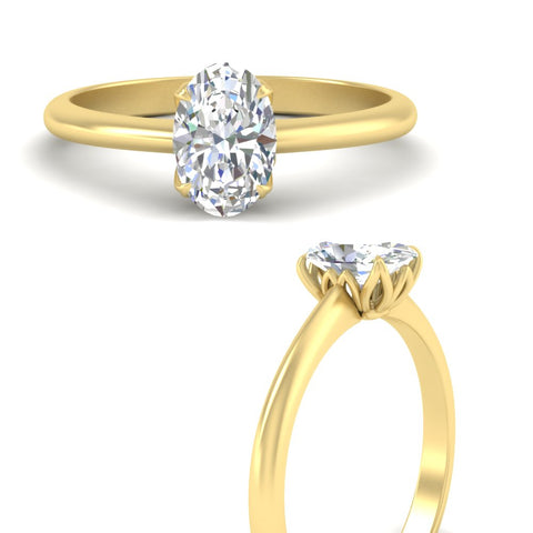 Floral Head Oval Solitaire Ring