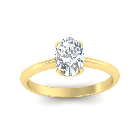 Floral Head Oval Solitaire Ring