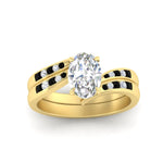 Load image into Gallery viewer, oval-shaped-swirl-channel-diamond-bridal-set-with-black-diamond-in-yellow-gold-FDENS4028OVGBLACK-NL-YG.jpg
