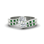 Load image into Gallery viewer, oval-shaped-swirl-channel-diamond-bridal-set-with-emerald-in-white-gold-FDENS4028OVGEMGR-NL-WG.jpg

