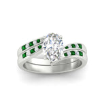 Load image into Gallery viewer, oval-shaped-swirl-channel-diamond-bridal-set-with-emerald-in-white-gold-FDENS4028OVGEMGR-NL-WG.jpg
