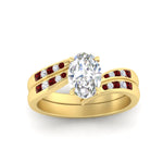 Load image into Gallery viewer, oval-shaped-swirl-channel-diamond-bridal-set-with-ruby-in-yellow-gold-FDENS4028OVGRUDR-NL-YG.jpg
