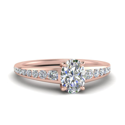 Lab Grown Oval Shape Graduated Diamond Channel Set Ring