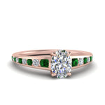 Load image into Gallery viewer, oval-shaped-swirl-engraved-channel-accent-diamond-engagement-ring-with-emerald-in-FD122866OVRGEMGR-NL-RG