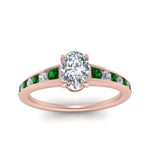 Load image into Gallery viewer, oval-shaped-swirl-engraved-channel-accent-diamond-engagement-ring-with-emerald-in-FD122866OVRGEMGR-NL-RG