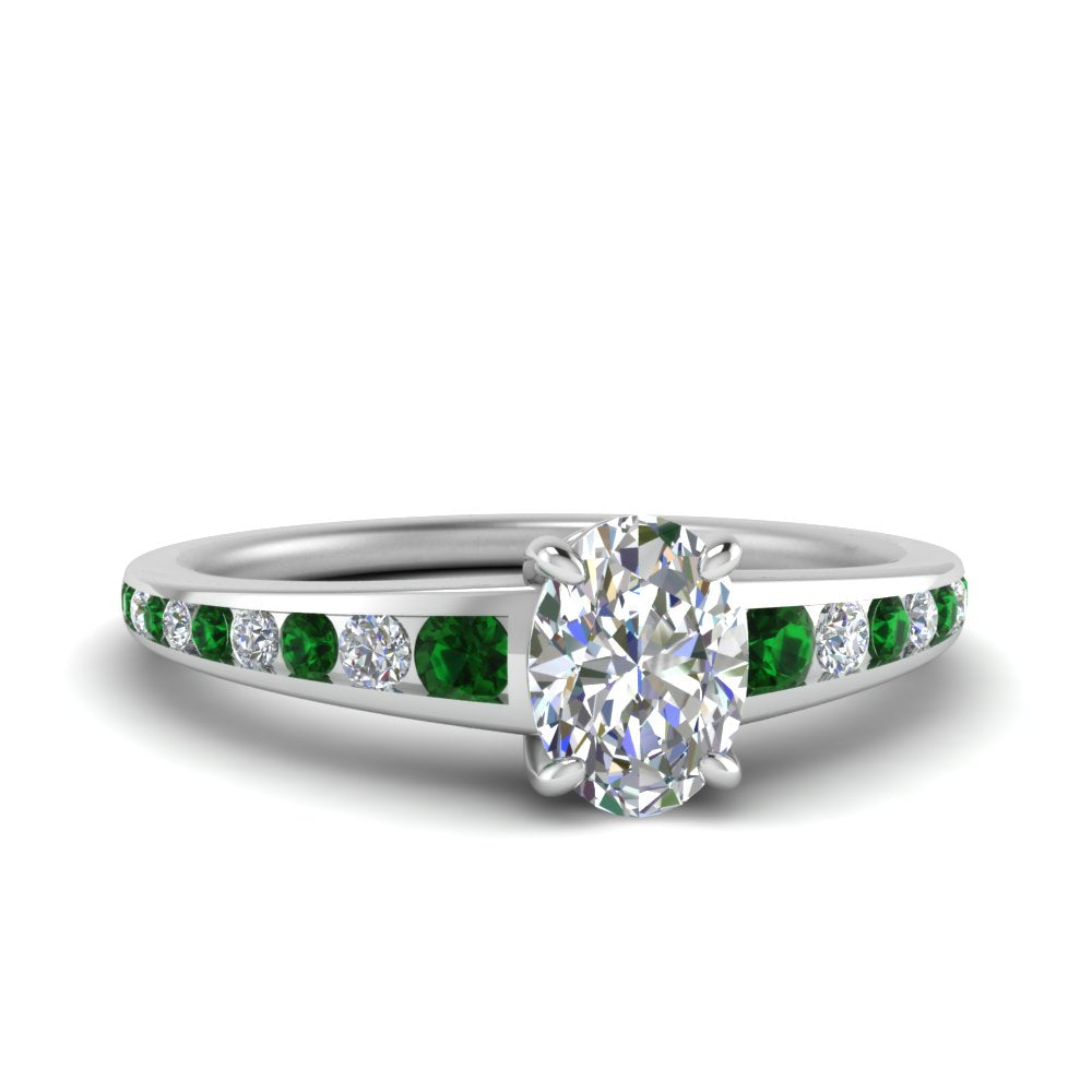 oval-shaped-swirl-engraved-channel-accent-diamond-engagement-ring-with-emerald-in-FD122866OVRGEMGR-NL-WG