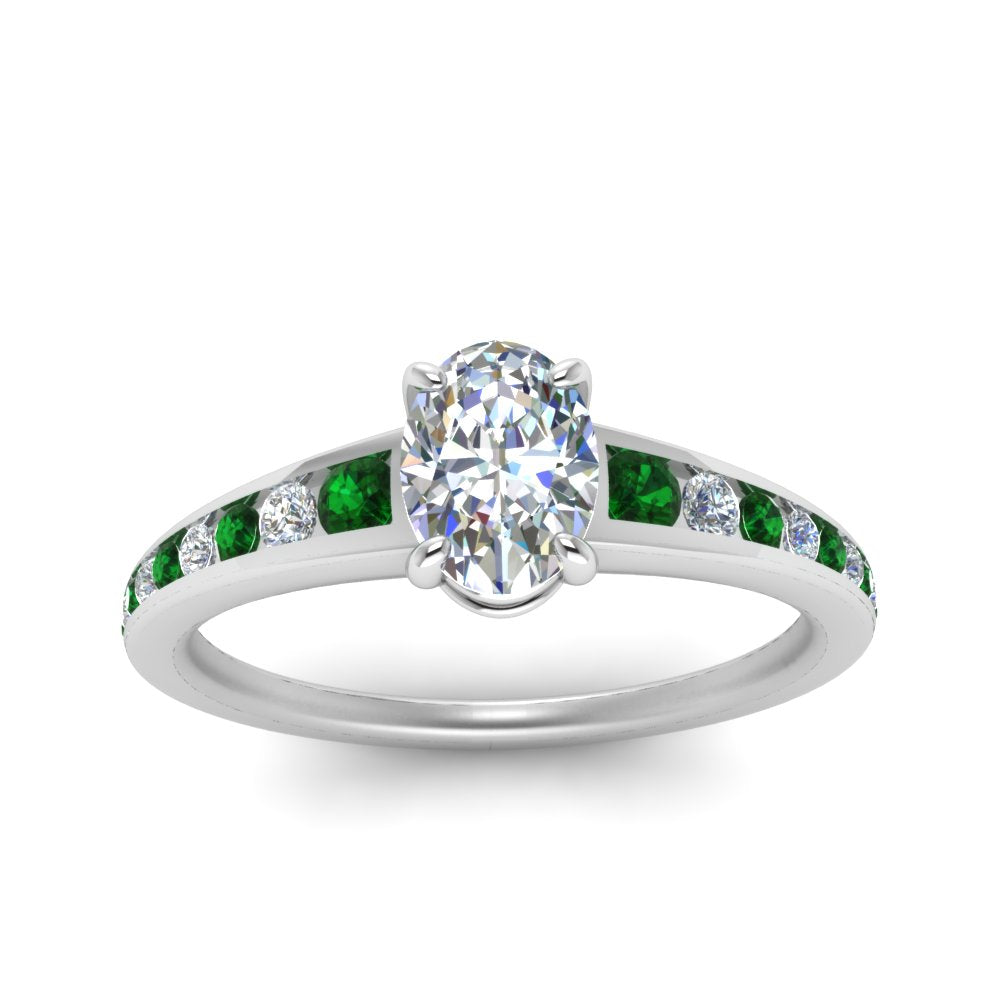 oval-shaped-swirl-engraved-channel-accent-diamond-engagement-ring-with-emerald-in-FD122866OVRGEMGR-NL-WG