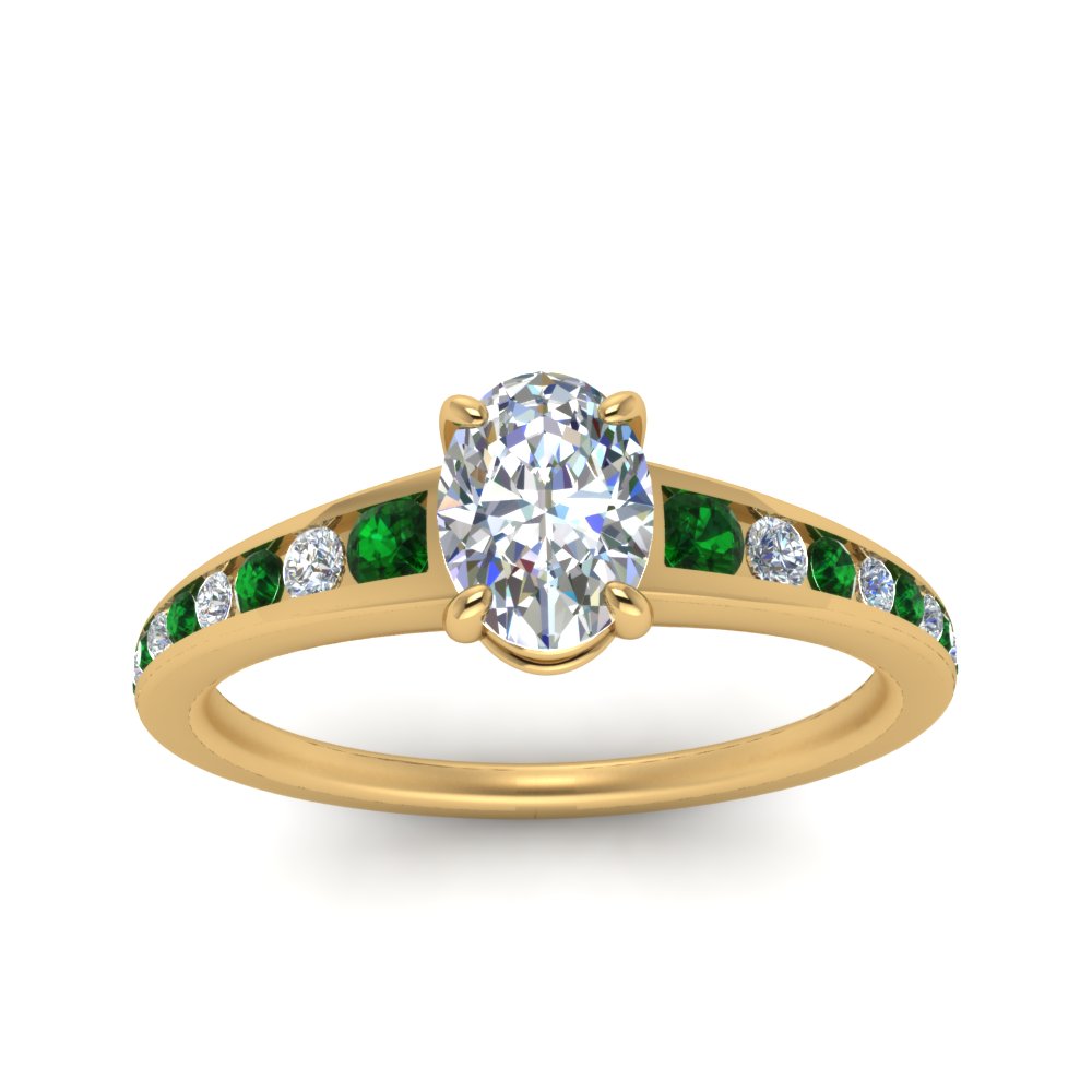 oval-shaped-swirl-engraved-channel-accent-diamond-engagement-ring-with-emerald-in-FD122866OVRGEMGR-NL-YG