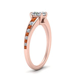 Load image into Gallery viewer, oval-shaped-swirl-engraved-channel-accent-diamond-engagement-ring-with-orange-sapphire-in-FD122866OVRGSAOR-NL-RG