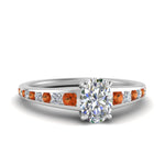 Load image into Gallery viewer, oval-shaped-swirl-engraved-channel-accent-diamond-engagement-ring-with-orange-sapphire-in-FD122866OVRGSAOR-NL-WG