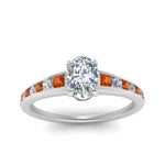 Load image into Gallery viewer, oval-shaped-swirl-engraved-channel-accent-diamond-engagement-ring-with-orange-sapphire-in-FD122866OVRGSAOR-NL-WG