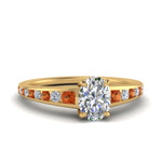Load image into Gallery viewer, oval-shaped-swirl-engraved-channel-accent-diamond-engagement-ring-with-orange-sapphire-in-FD122866OVRGSAOR-NL-YG