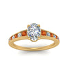 Load image into Gallery viewer, oval-shaped-swirl-engraved-channel-accent-diamond-engagement-ring-with-orange-sapphire-in-FD122866OVRGSAOR-NL-YG