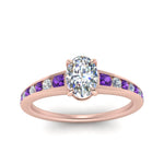 Load image into Gallery viewer, oval-shaped-swirl-engraved-channel-accent-diamond-engagement-ring-with-purple-topaz-in-FD122866OVRGVITO-NL-RG