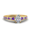 Load image into Gallery viewer, oval-shaped-swirl-engraved-channel-accent-diamond-engagement-ring-with-purple-topaz-in-FD122866OVRGVITO-NL-YG