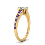 Load image into Gallery viewer, oval-shaped-swirl-engraved-channel-accent-diamond-engagement-ring-with-purple-topaz-in-FD122866OVRGVITO-NL-YG