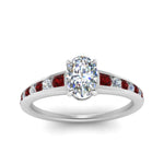 Load image into Gallery viewer, oval-shaped-swirl-engraved-channel-accent-diamond-engagement-ring-with-ruby-in-FD122866OVRGRUDR-NL-WG