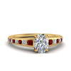Load image into Gallery viewer, oval-shaped-swirl-engraved-channel-accent-diamond-engagement-ring-with-ruby-in-FD122866OVRGRUDR-NL-YG